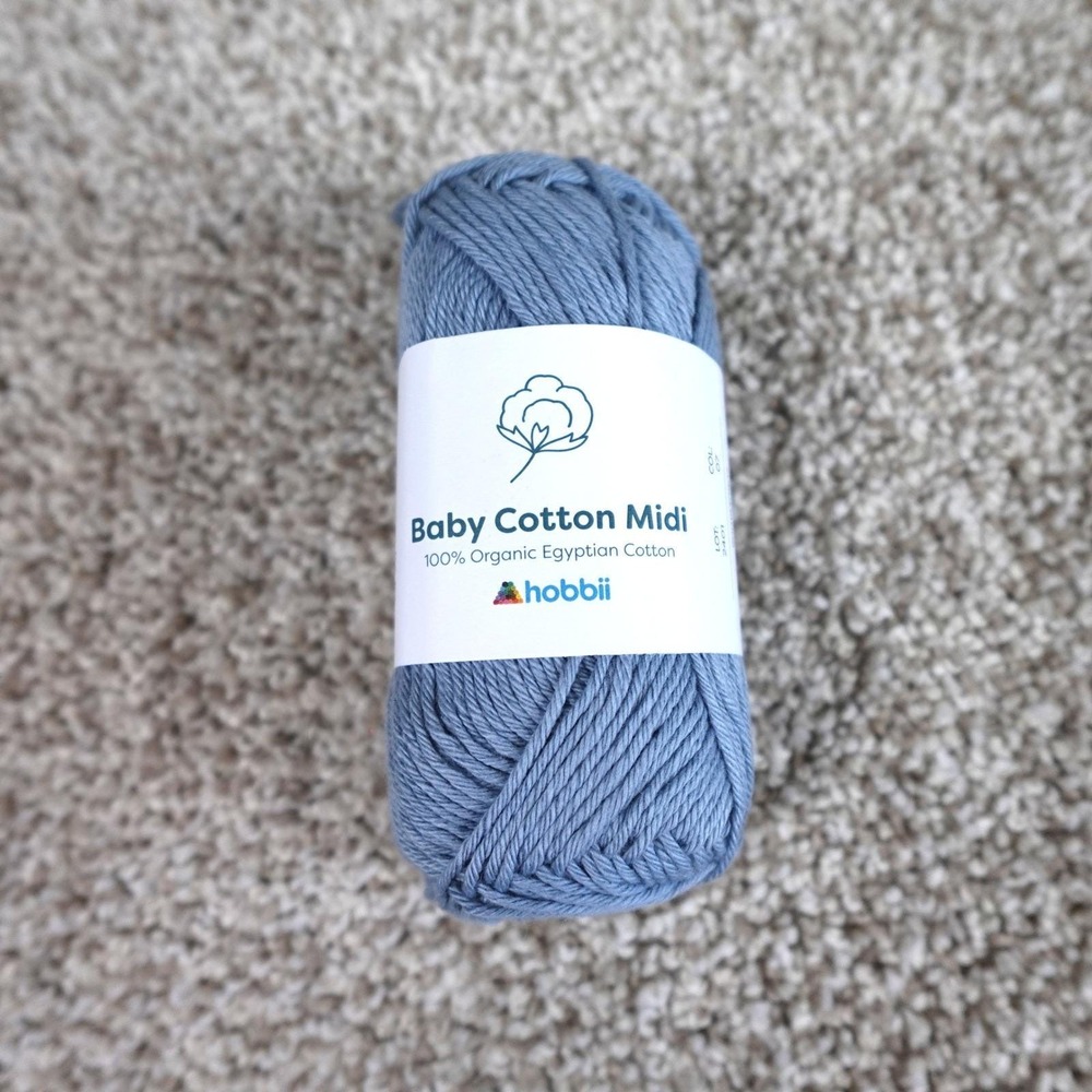 Hobbii Baby Cotton Midi Yarn 100% Organic Egyptian Cotton Blue Color 07 Lot 2401